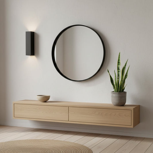 Okrągłe lustro Otis z czarnej stali ⌀ 90 cm